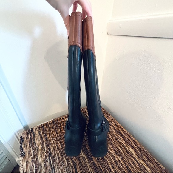Franco Sarto Corbeit Leather Knee High Riding Boots Brown Black Size 7 - Picture 5 of 12
